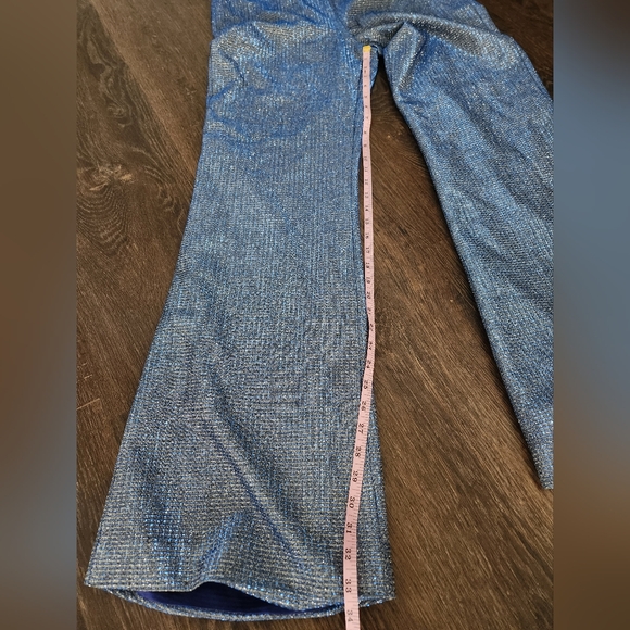 NWOT ASOS Blue Metallic Cupped Flare Jumpsuit Size 10 - Picture 9 of 11